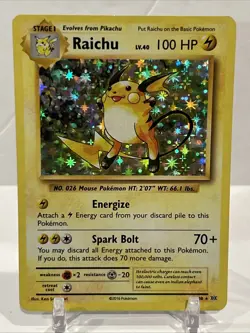 Pokemon Raichu Evolutions 36/108 Holo Rare 100 HP English Card 2016 - Image 2