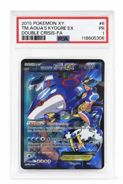 PSA 1 Kyogre EX Team Aqua Double Crisis Full Art 2015 #6 Pokemon Slab - Image 1