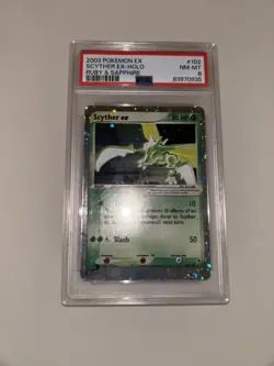 2003 POKEMON EX RUBY & SAPPHIRE #102 SCYTHER EX-HOLO PSA 8 - Image 1