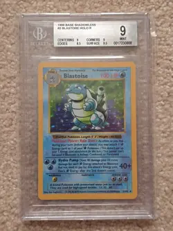 1999 Pokemon Base Set Shadowless Blastoise BGS 9 MINT Beckett 2/102 English WOTC - Image 1