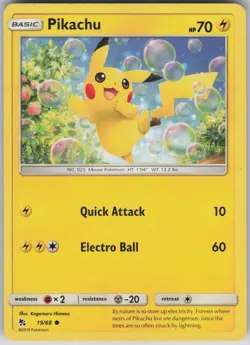 ✰ PIKACHU 19/68 COMMON HIDDEN FATES POKEMON ✰ LP - Image 2