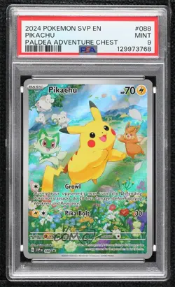 Pikachu (Paldea Adventure Chest) Holo Pokemon Scarlet & Violet Black Star PSA 9 - Image 1