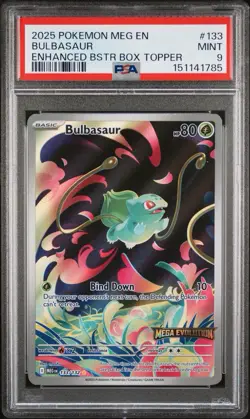Bulbasaur 133 Stamped Promo Pokemon Mega Evolution Box Topper PSA 9 MINT - Image 1