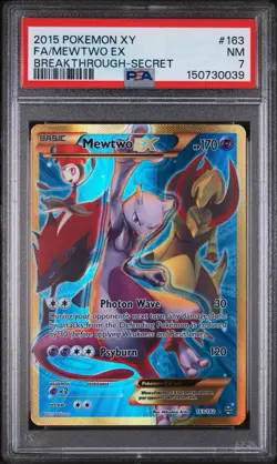[NEW CERT] Pokemon Mewtwo EX 163/162 Secret Rare Full Art Holo PSA 7 - Image 1