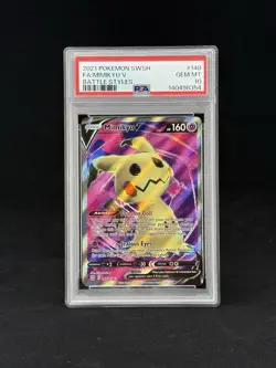 2021 POKEMON SWORD & SHIELD BATTLE STYLES #148 FULL ART/MIMIKYU V PSA 10 GEM - Image 1