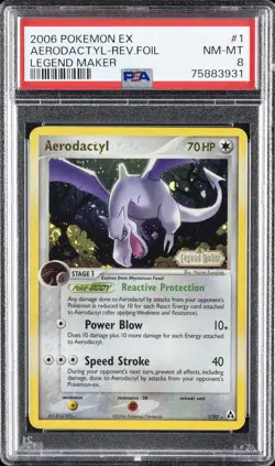 2006 POKEMON EX LEGEND MAKER #1 AERODACTYL-REVERSE FOIL PSA 8 - Image 1