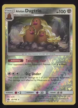 Pokemon SM Base Set Alolan Dugtrio #87/149 Reverse Holo Rare - Image 1