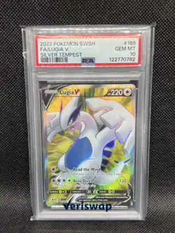 Lugia V Pokemon Sword & Shield Silver Tempest 185/195 PSA 10 Card Full Art - Image 1