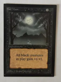 MTG COLLECTOR'S EDITION BAD MOON (IE / CE) 1993 MAGIC BLACK RARE BETA ART - Image 3