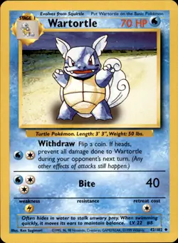 Wartortle 042/102 Normal - Pokemon Base Set - LP - Image 1