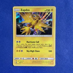 Pokemon TCG Zapdos Sun & Moon Hidden Fates 24/68 Holo Rare Card NM (c) - Image 1
