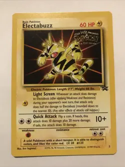 Electabuzz Pokemon WB Gold Stamp #2 1999 First Movie Black Star Promo - Image 1