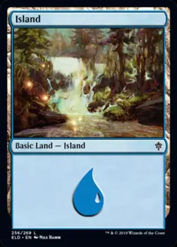 Island (256) -Foil Light Play MTG Throne of Eldraine - Image 1