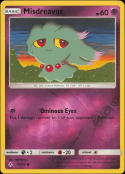 Pokemon - Misdreavus #77/214 - SM - Unbroken Bonds Reverse Holo - Image 1