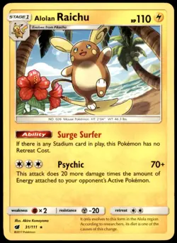 Pokemon - Alolan Raichu #31/111 - SM - Crimson Invasion Rare - Image 1
