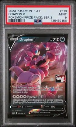 2023 POKEMON PLAY! POKEMON PRIZE PACK: SER 3 #118 DRAPION V PSA 9 - Image 1