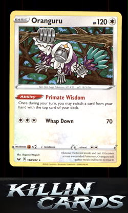Oranguru 148/202 Pokemon Holo Rare SWSH01: Sword & Shield Base Set Card NM - Image 1