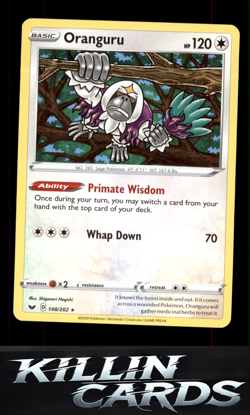 Oranguru 148/202 Pokemon Holo Rare SWSH01: Sword & Shield Base Set Card NM - Image 1