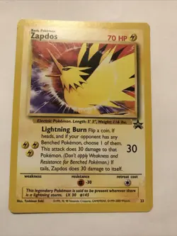 Zapdos #23 Black Star Promo Rare Vintage Pokemon Card Legendary Bird - Image 1