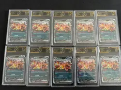 Lot*10 Pokemon Chinese Charizard ex 075/129 RR OCD 10 PRISTINE Graded Cards AL04 - Image 1
