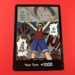 Bandai | One Piece CCG (OP01 Don! Card NM) Romance Dawn Monkey D Luffy RARE EN - Image 1