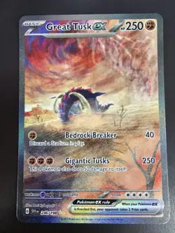 Pokemon TCG Great Tusk EX Scarlet & Violet Base Set Holo Card 246/198 - Image 1