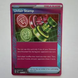 Pokemon Unfair Stamp 165/167 Twilight Masquerade ACE SPEC Rare Holo Card 2024 - Image 1