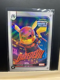6x Pikachu as Marvel Super Heroes Drax, Daredevil Non-Pokemon Fan Art Holo Cards - Image 4