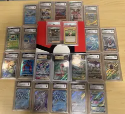 Pokemon Binder Lot LP-NM + 23 CGC PSA Slabs Japanese English GX EX V Full Art - Image 1