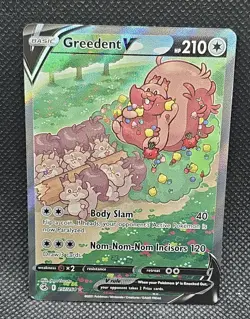 Pokemon Greedent V Ultra Rare Holo Full Art Fusion Strike 257/264 - NM - Image 1