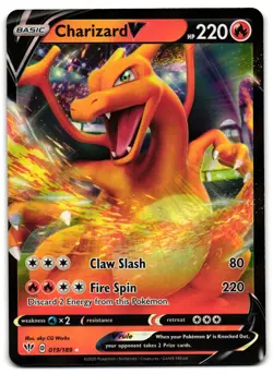 Charizard V 019/189 - Darkness Ablaze Rare V Pokemon TCG Holo - M/LP Card - Image 1
