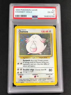 Pokemon 1999 Chansey Holo 3/102 PSA 6 - Image 1