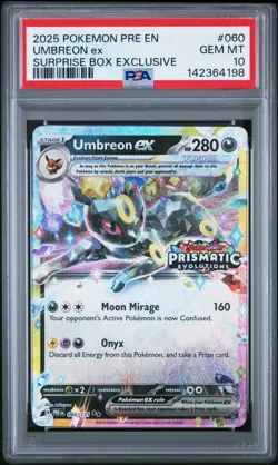 2025 Pokemon Umbreon Surprise Box Exclusive Prismatic Evolutions #060 PSA 10 Gem - Image 1