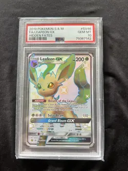 Pokemon Leafeon GX SV46/SV94 2019 Hidden Fates Shiny Vault Holo Rare PSA 10 - Image 1