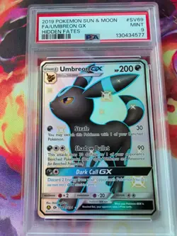 2019 Pokemon Sun & Moon Hidden Fates Shiny Umbreon GX #SV69 PSA 9 MINT - Image 1
