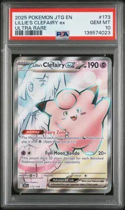2025 POKEMON JTG EN-JOURNEY TOGETHER ULTRA RARE #173 LILLIE'S CLEFAIRY EX PSA 10 - Image 1