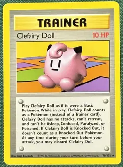 Pokemon Clefairy Doll 70/102 Base Set Rare Regular 1999 Trainer TCG - Image 1