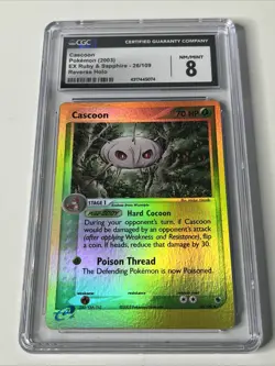 Cascoon 26/109 CGC 8 Reverse Holo EX Ruby Sapphire Pokemon Card NM/Mint - Image 1
