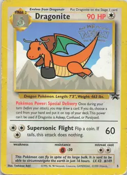 1999 Pokemon TCG Dragonite Card WB Stamped Movie Promo #5 WOTC Black Star Promo - Image 1