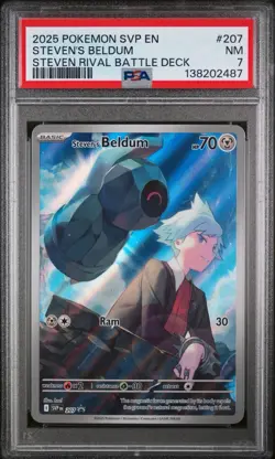 Steven's Beldum Illustration Rare 207 Pokemon Scarlet & Violet Promo PSA 7 - Image 1