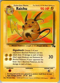Raichu 29/62 Non Holo Fossil - Pokemon Card - LP - Image 1