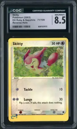 2003 Pokemon EX Ruby & Sapphire Skitty Reverse Holo 71/109 CGC 8.5 - Image 1