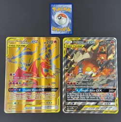 Pokemon Jumbo Reshiram & Charizard GX SM247 (LP) + Jumbo SM210 (DMG) Promos 2x - Image 1