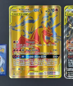 Pokemon Jumbo Reshiram & Charizard GX SM247 (LP) + Jumbo SM210 (DMG) Promos 2x - Image 2