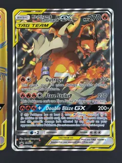 Pokemon Jumbo Reshiram & Charizard GX SM247 (LP) + Jumbo SM210 (DMG) Promos 2x - Image 5