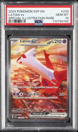 2024 POKEMON SSP EN-SURGING SPARKS SPECIAL ILLUSTRATION RARE LATIAS EX PSA 10 - Image 1