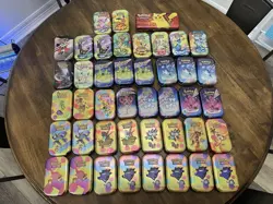 Lot Of 43 EMPTY Pokemon TCG Mini Display Tins Only -No Cards Or Coins. 151 - Image 1