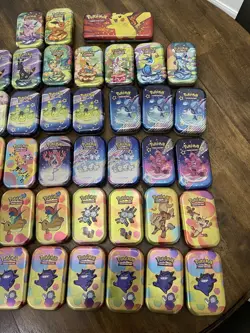 Lot Of 43 EMPTY Pokemon TCG Mini Display Tins Only -No Cards Or Coins. 151 - Image 2