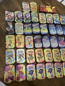 Lot Of 43 EMPTY Pokemon TCG Mini Display Tins Only -No Cards Or Coins. 151 - Image 4