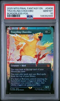 MTG Final Fantasy English Traveling Chocobo Borderless 0406 Foil PSA 10 GEM MT - Image 1